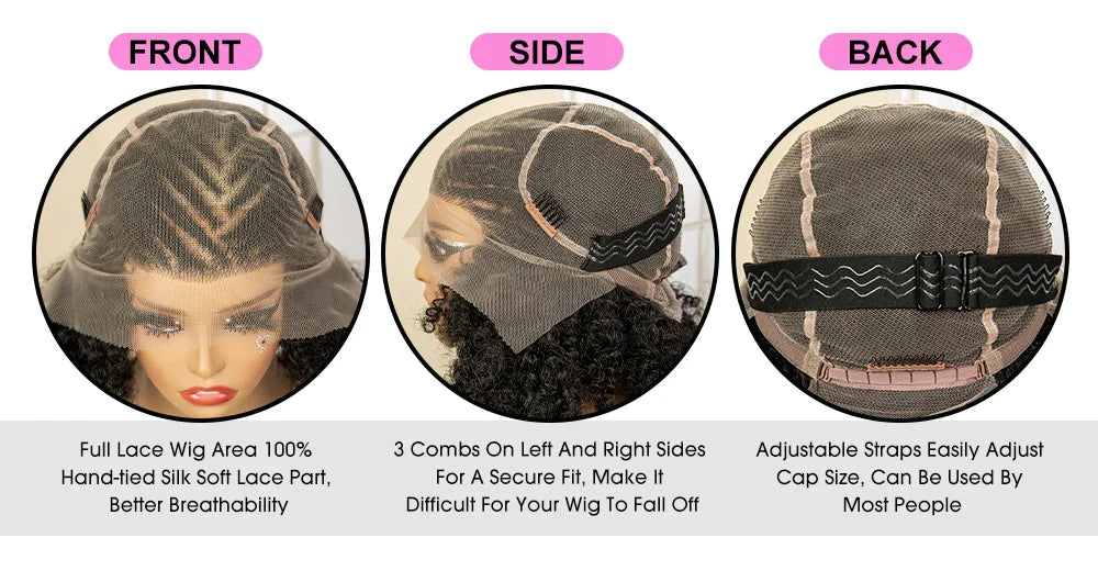 Perruque tressée afro en dentelle complète de qualité supérieure - Perruque tressée courte de 8 pouces avec tresses kinky bouclées et cheveux de bébé - Aspect naturel