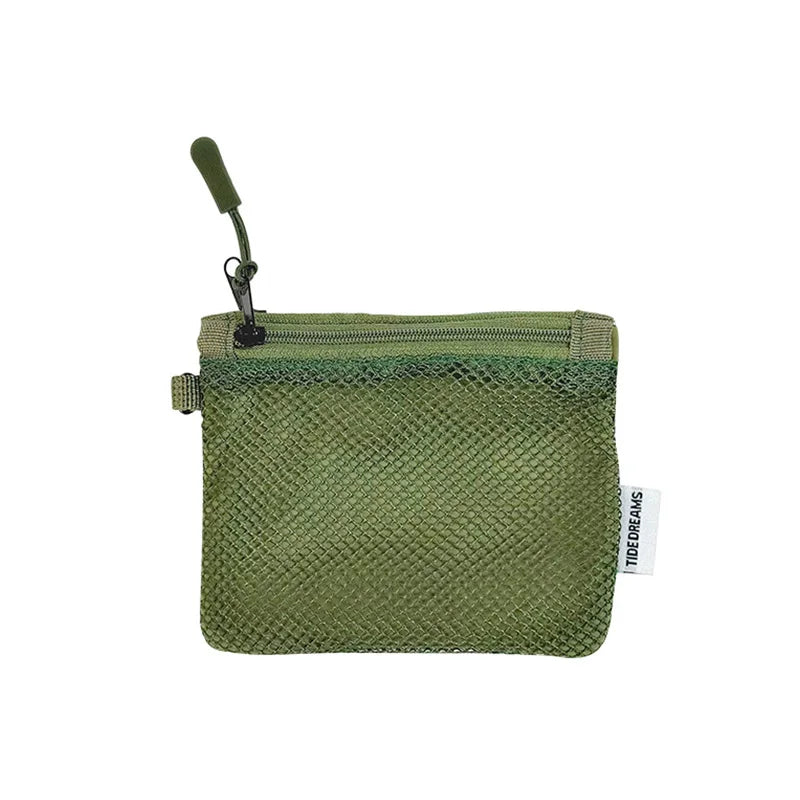 Trousses de maquillage de voyage | Nouvelle pochette à monnaie en maille et mini sac portable simple (sac carré polyvalent, porte-cartes à double fermeture éclair)