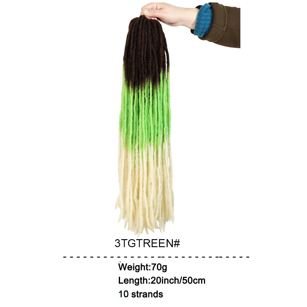 Cheveux au crochet Ombrés Souples de 20 Pouces (Dreadlocks) | Fausses locs Synthétiques Lisses pour Femmes Noires (Fibre Kanekalon)