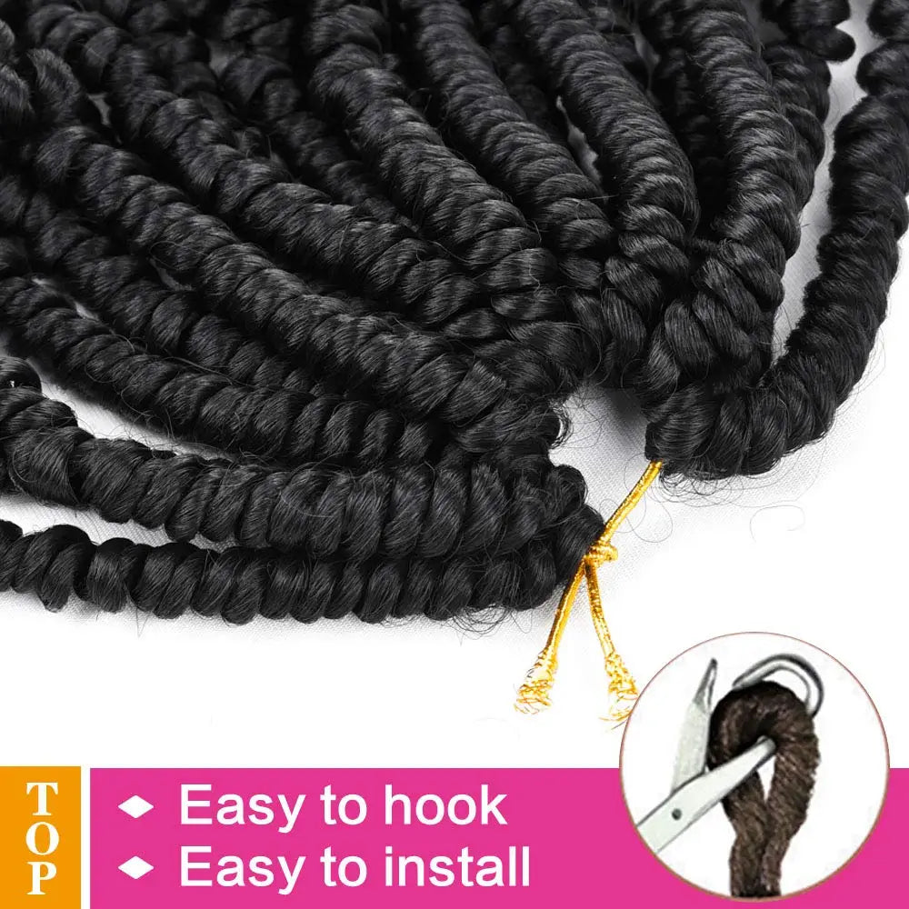 Tresses Bob Spring Twist au crochet | Tresses Passion pré-torsadées | Tresses pré-bouclées | 15-20 cm | 20 mèches/paquet