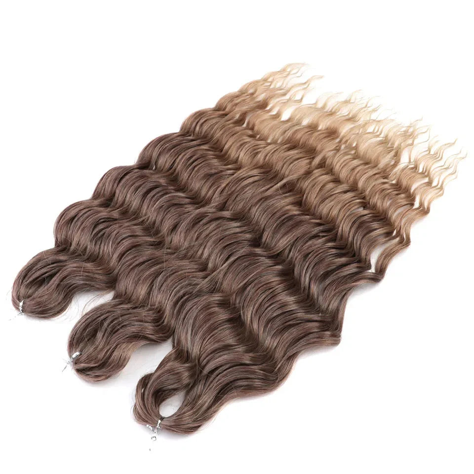 Cheveux au crochet torsadés orange de 24 pouces | Extensions de tresses synthétiques Deep Wave | Cheveux Water Wave | Fibre résistante à la chaleur | 60 mèches/paquet