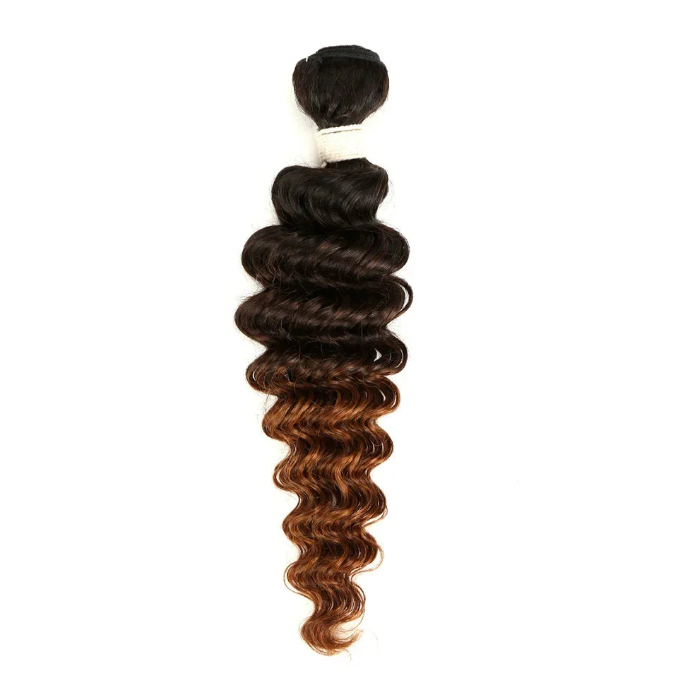 Ombre brésiliennes Deep Wave tissages de cheveux naturels | Cheveux Remy bicolores T1B/27#, T1B/30#, T1B/99J# (1, 3 ou 4 pièces)