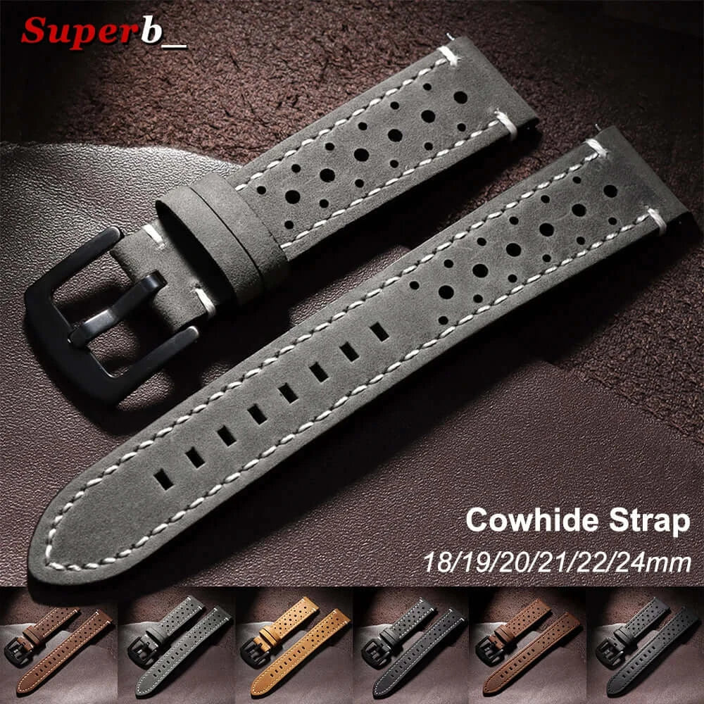 Amazfit Bands Leather Quick Release Watch Band Vintage Brown Cowhide Strap