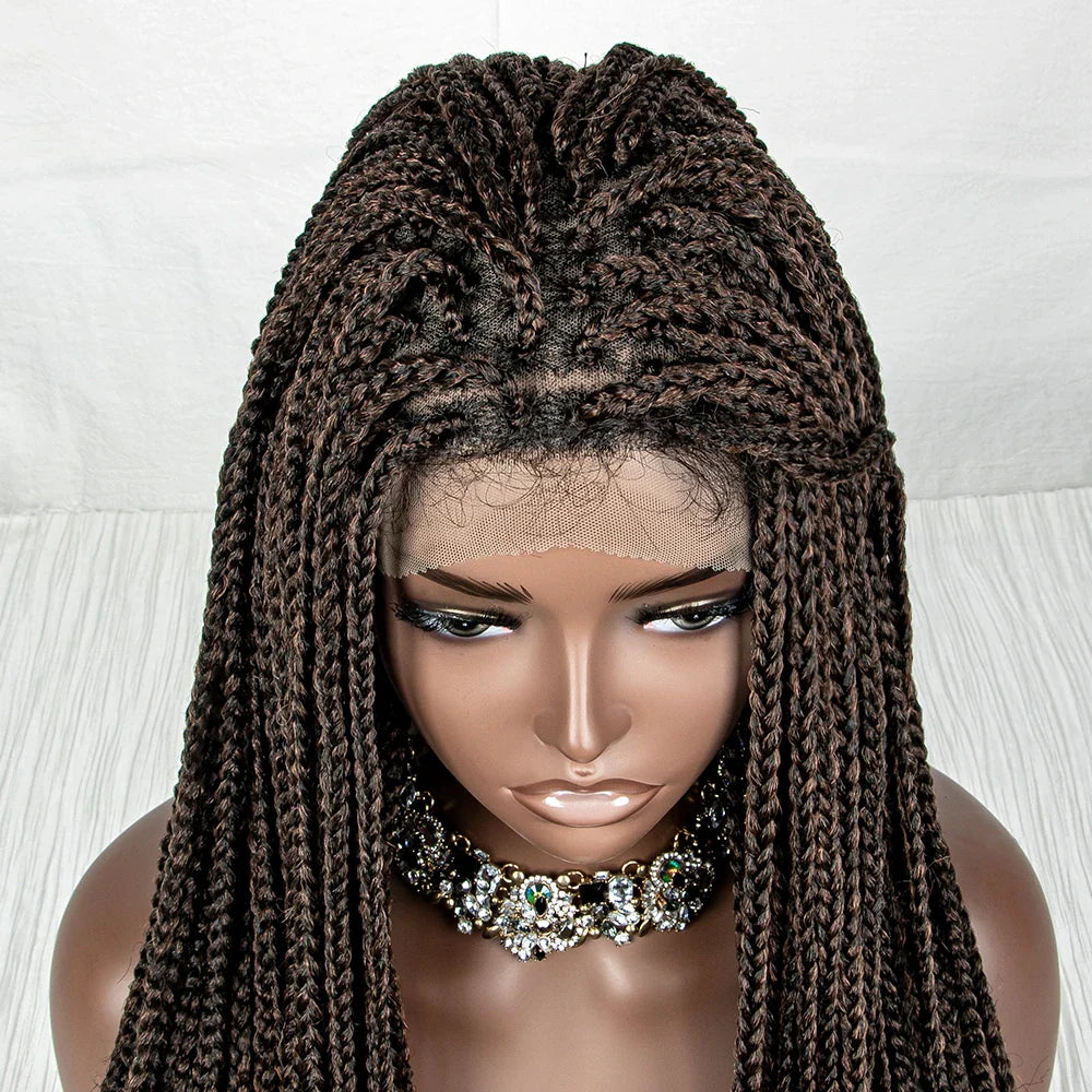 Perrue tressée Water Wave 36" | Dentelle frontale | Cheveux de bébé | Longues tresses