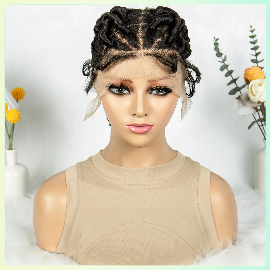 Perruque Lace Front Invisible Tressée sans Nœuds | Tresses au Crochet | Dentelle Transparente | Femmes Noires