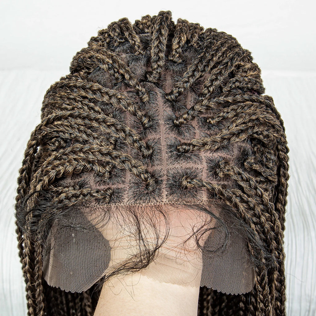 Perrue tressée Water Wave 36" | Dentelle frontale | Cheveux de bébé | Longues tresses