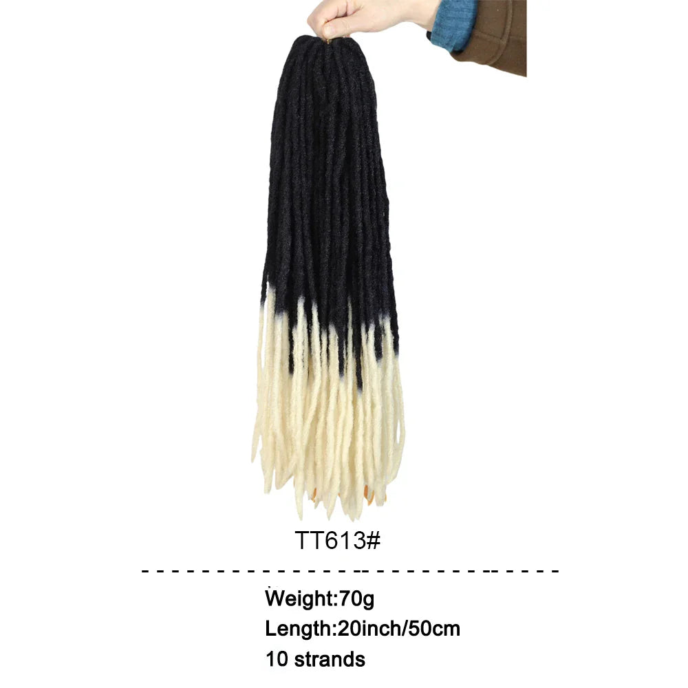 Cheveux au crochet Ombrés Souples de 20 Pouces (Dreadlocks) | Fausses locs Synthétiques Lisses pour Femmes Noires (Fibre Kanekalon)