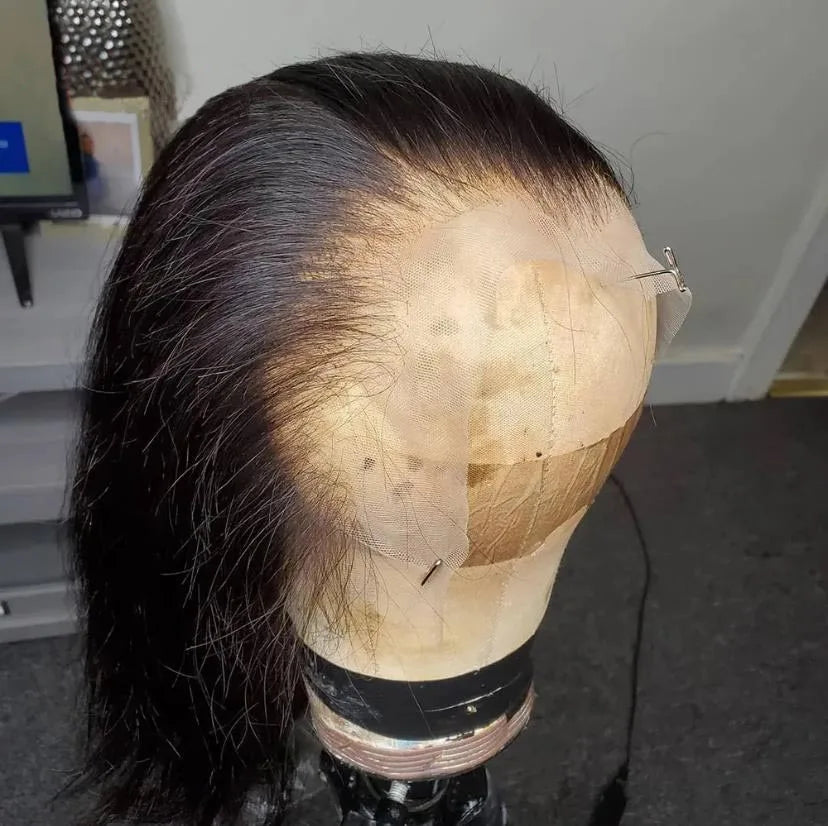 Lace frontal transparent 13x4 | Cheveux humains raides et ondulés pré-épilés | Nœuds décolorés