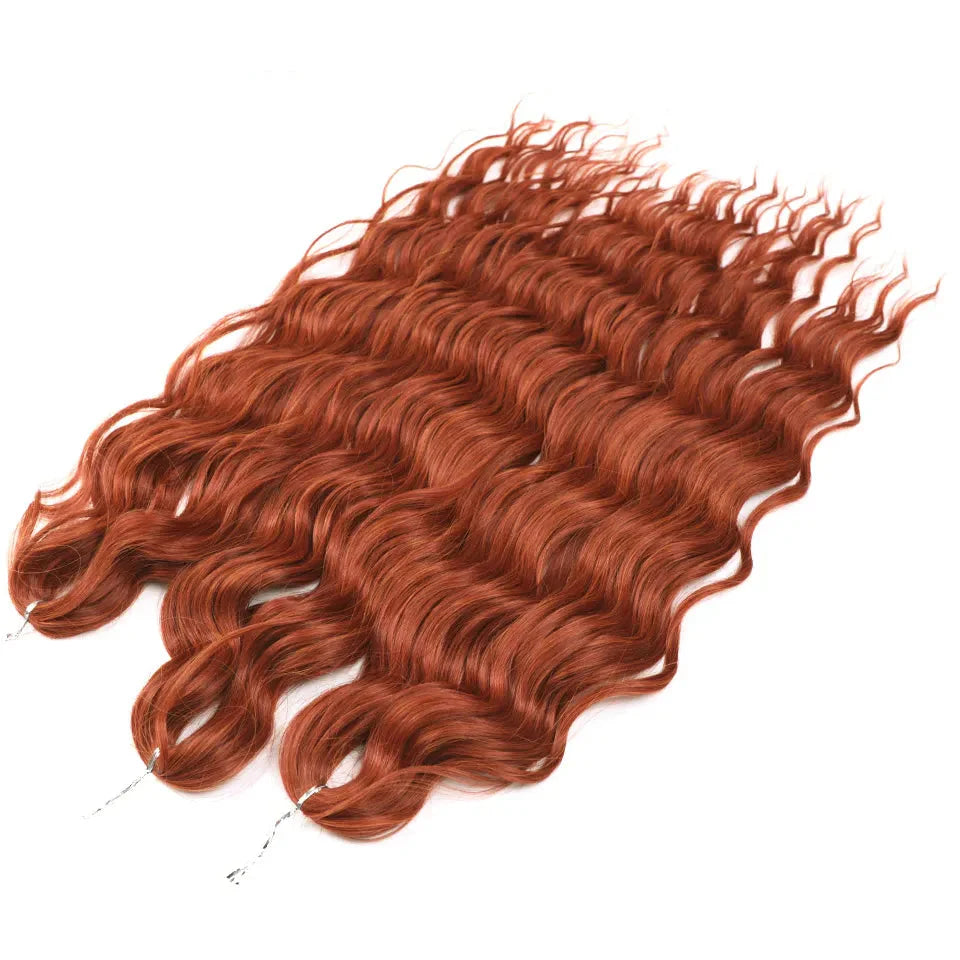 Cheveux au crochet torsadés orange de 24 pouces | Extensions de tresses synthétiques Deep Wave | Cheveux Water Wave | Fibre résistante à la chaleur | 60 mèches/paquet