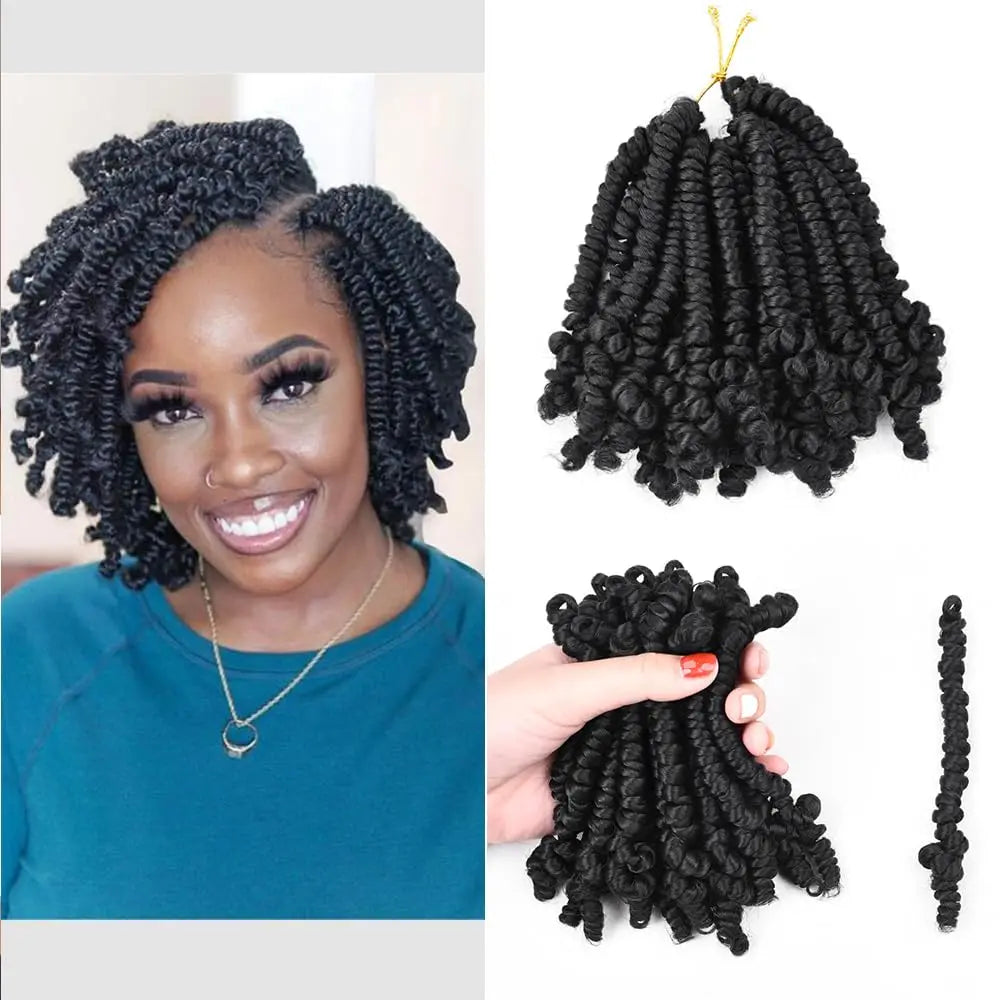 Tresses Bob Spring Twist au crochet | Tresses Passion pré-torsadées | Tresses pré-bouclées | 15-20 cm | 20 mèches/paquet