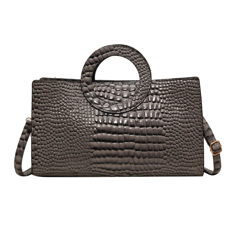 Sac à main de luxe pour femmes motif crocodile | Sac à bandoulière et sac bandoulière tendance (grand sac à main en cuir PU de marque célèbre, grande capacité)