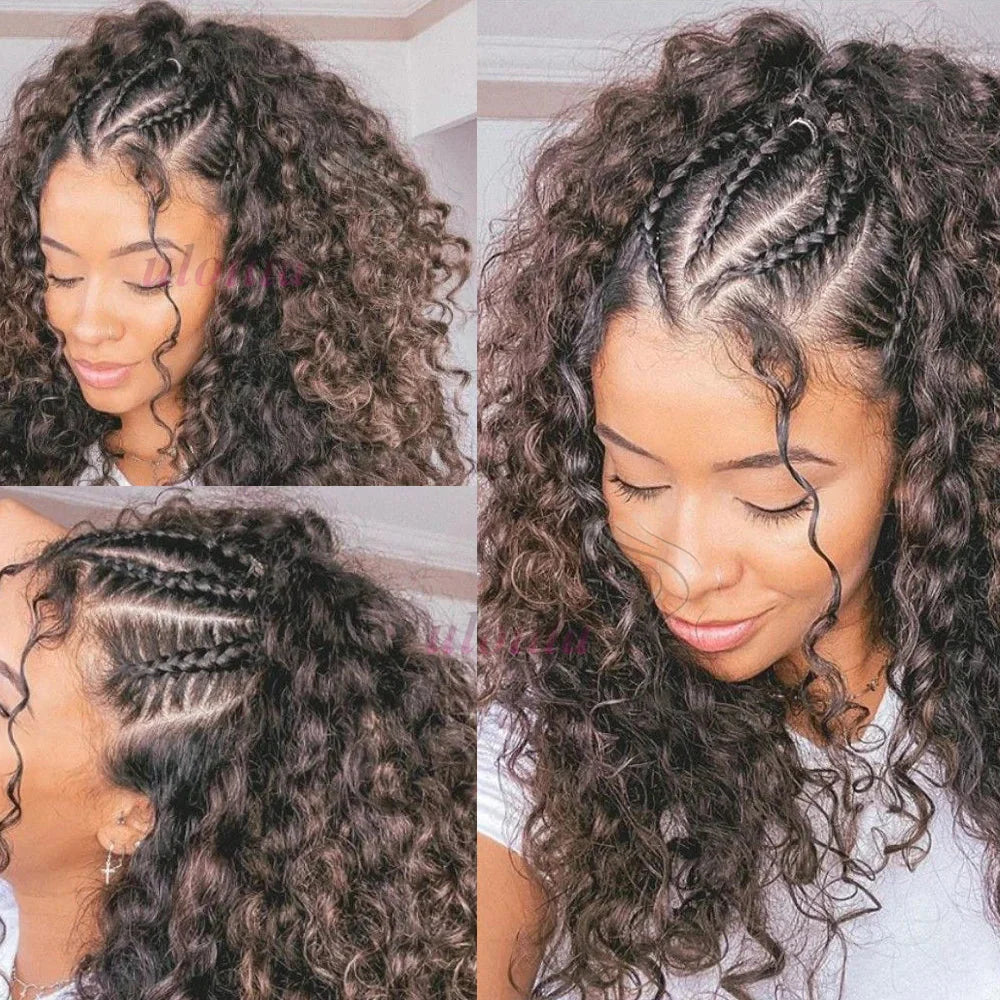 Perruque chignon tressé bouclé | Frontal 13x4 | Cheveux naturels | Remy | Densité 210