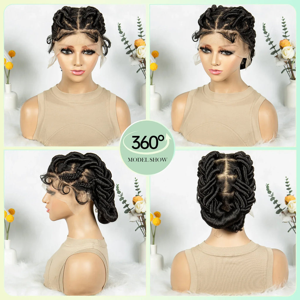 Perruque Lace Front Invisible Tressée sans Nœuds | Tresses au Crochet | Dentelle Transparente | Femmes Noires