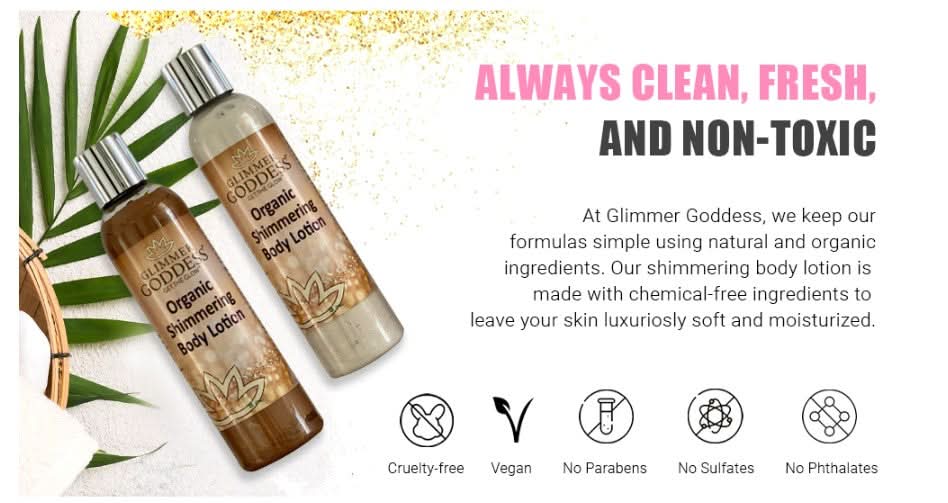 Glimmer Goddess Organic Shimmer Body Lotion 8oz - Bronze - Super Level 3