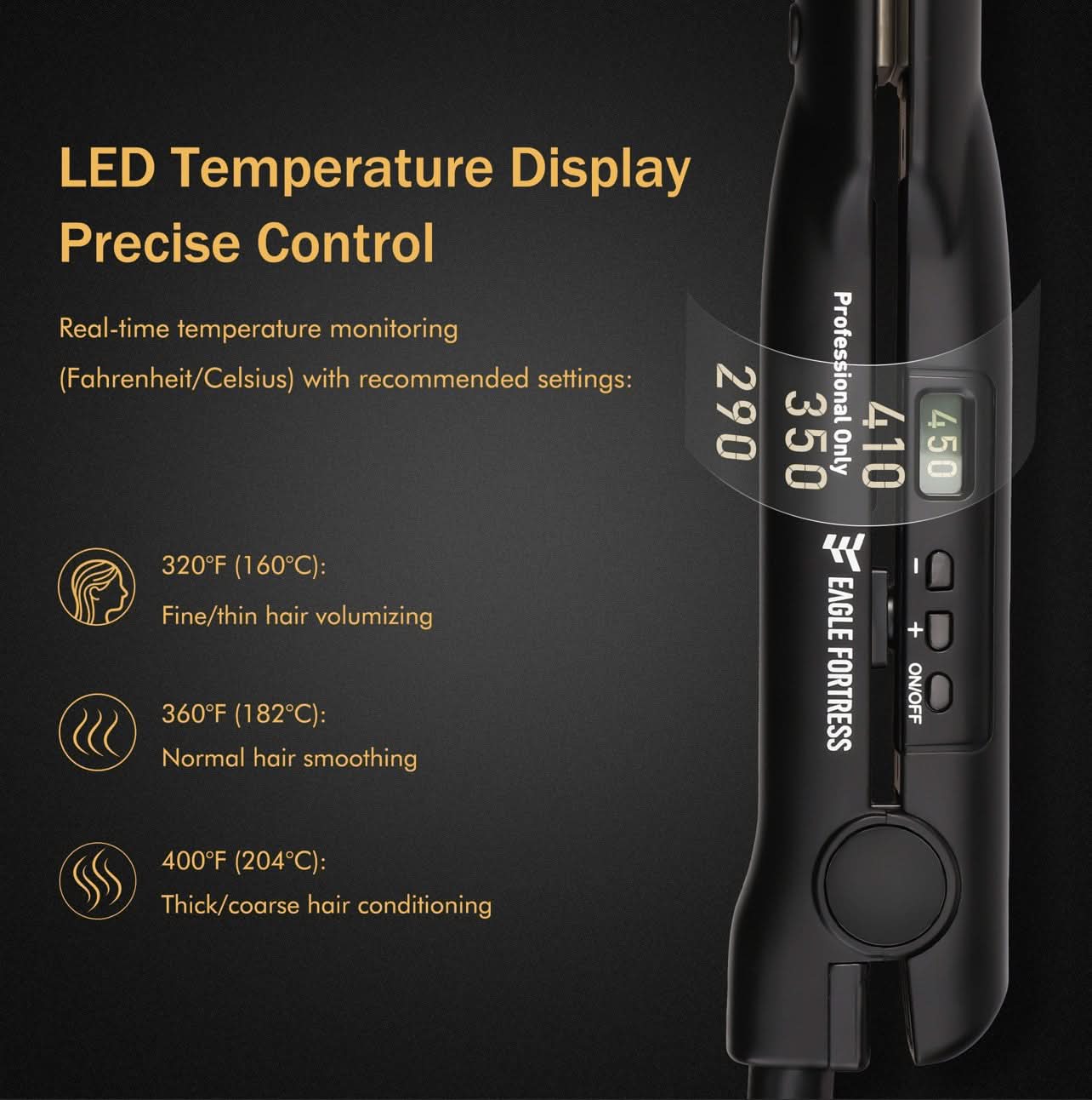Eagle Fortress Advanced technology Ceramic 048-JPA Hair Straightener (Black)