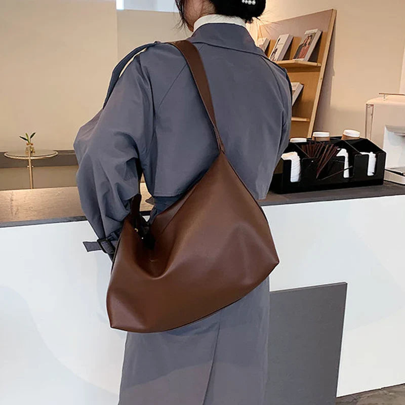 Sac à bandoulière vintage grande capacité | Sacoche souple en cuir à porter en bandoulière ou à l'épaule (Sac à main décontracté portable - Bolsa)
