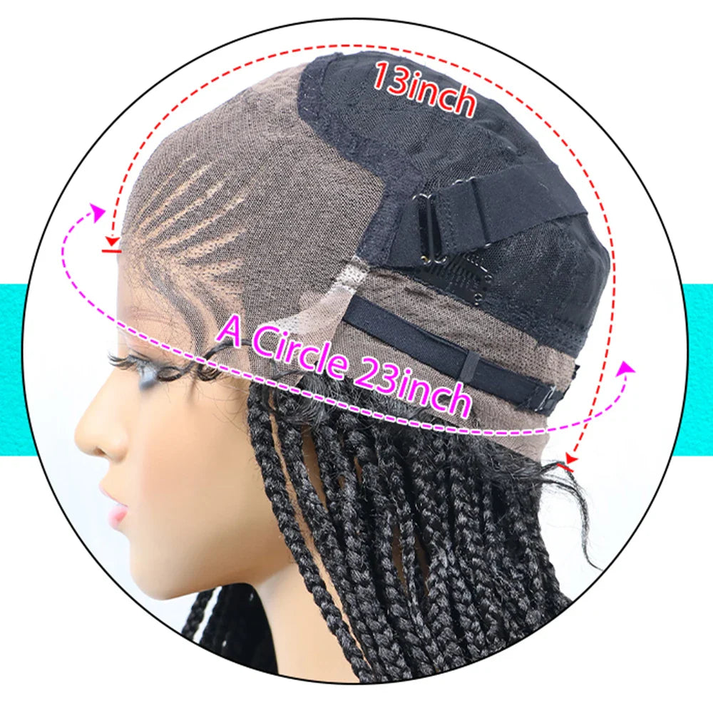 Perruque tressée Kima Cornrow & Bantu Knot | Tresses collées | Entièrement lacée | Cheveux synthétiques résistants à la chaleur