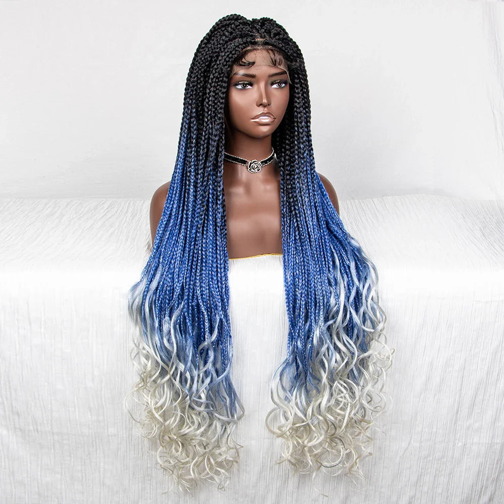 Perrue tressée Water Wave 36" | Dentelle frontale | Cheveux de bébé | Longues tresses