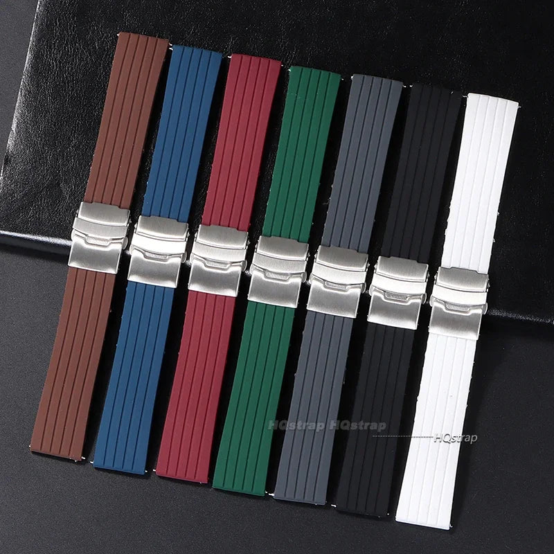OnePlus Watch Band Silicone Rubber Strap Deployment Buckle Black Brown Green
