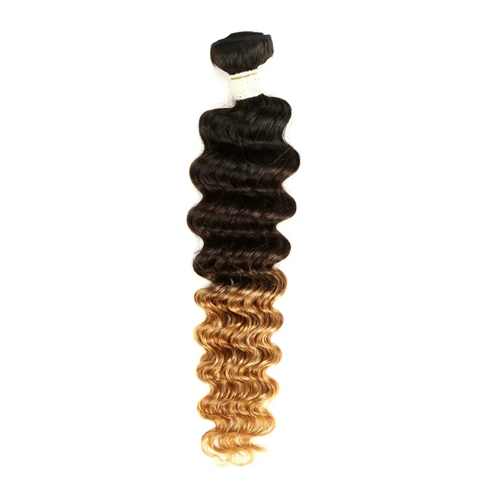 Ombre brésiliennes Deep Wave tissages de cheveux naturels | Cheveux Remy bicolores T1B/27#, T1B/30#, T1B/99J# (1, 3 ou 4 pièces)