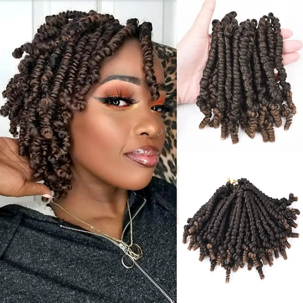 Tresses Bob Spring Twist au crochet | Tresses Passion pré-torsadées | Tresses pré-bouclées | 15-20 cm | 20 mèches/paquet