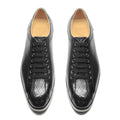 Europe 2024 Automne Hommes Luxe Cuir Véritable Plaid Chaussures Décontractées | Baskets Business Noir & Marron Foncé (Augmentation de la Hauteur)