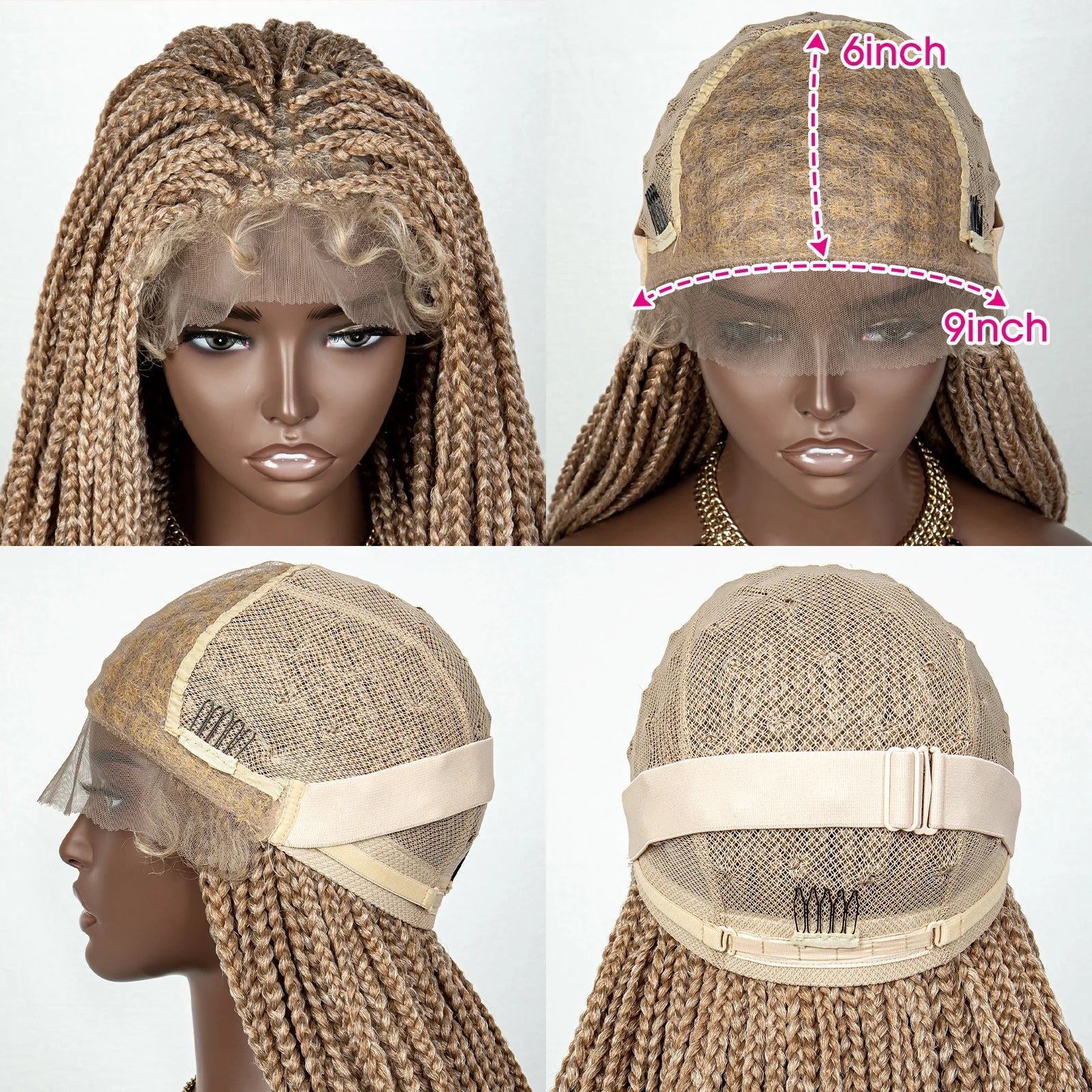Perrue tressée Water Wave 36" | Dentelle frontale | Cheveux de bébé | Longues tresses