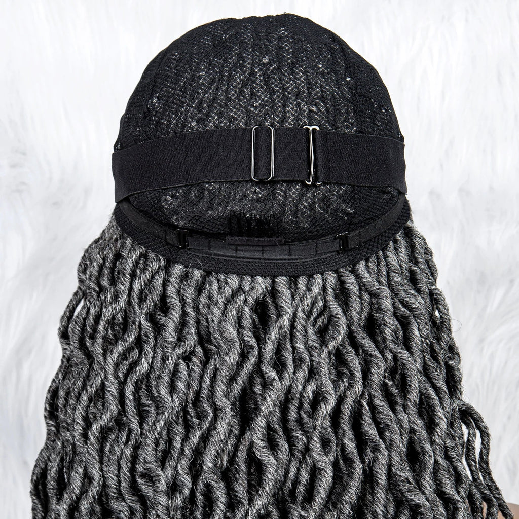 Perruque tressée sans nœuds avec pointes bouclées et cheveux de bébé | Perruque synthétique Lace Front pour femmes noires