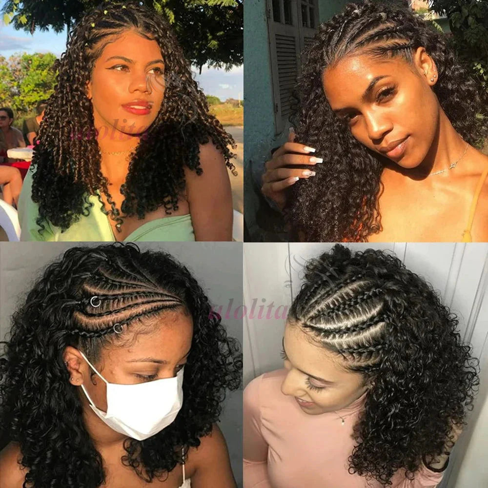 Perruque chignon tressé bouclé | Frontal 13x4 | Cheveux naturels | Remy | Densité 210