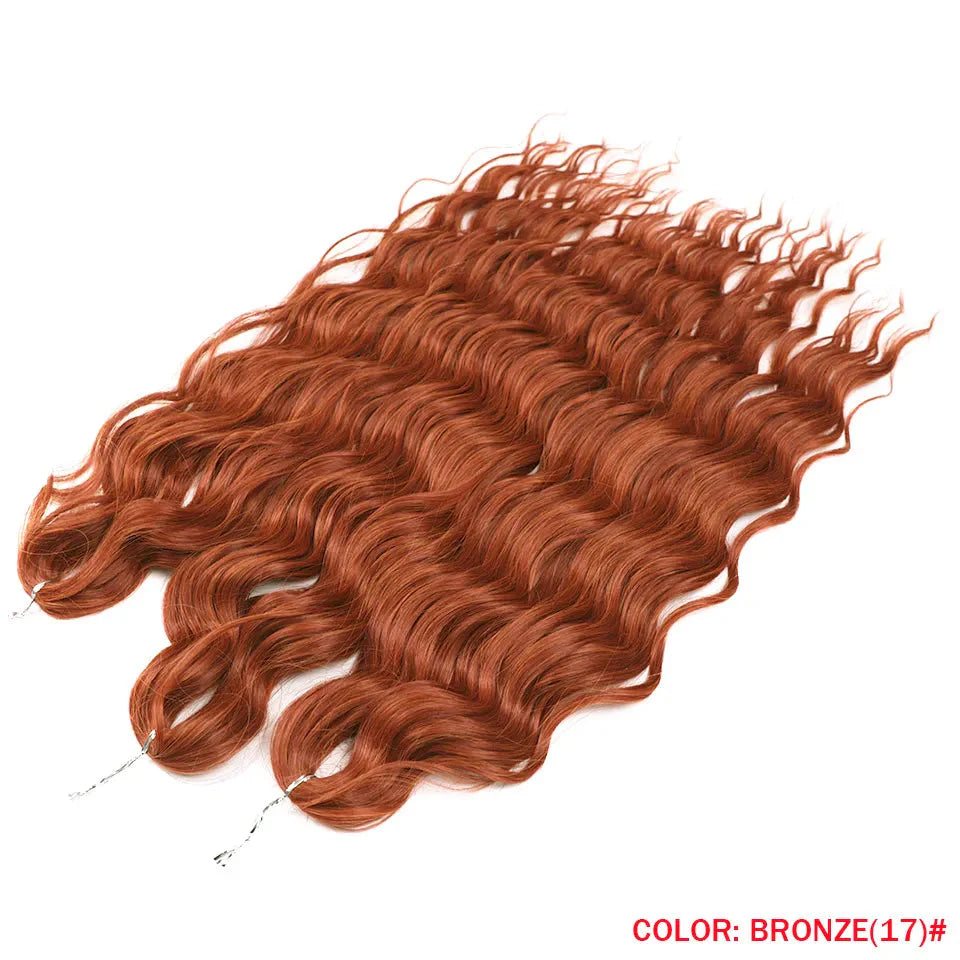 Cheveux au crochet torsadés orange de 24 pouces | Extensions de tresses synthétiques Deep Wave | Cheveux Water Wave | Fibre résistante à la chaleur | 60 mèches/paquet