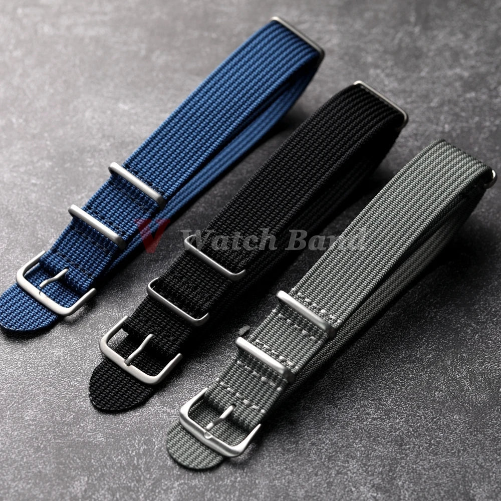 Polar Ribbed Nylon Watch Band Unisex Fabric Strap With Pin Buckle