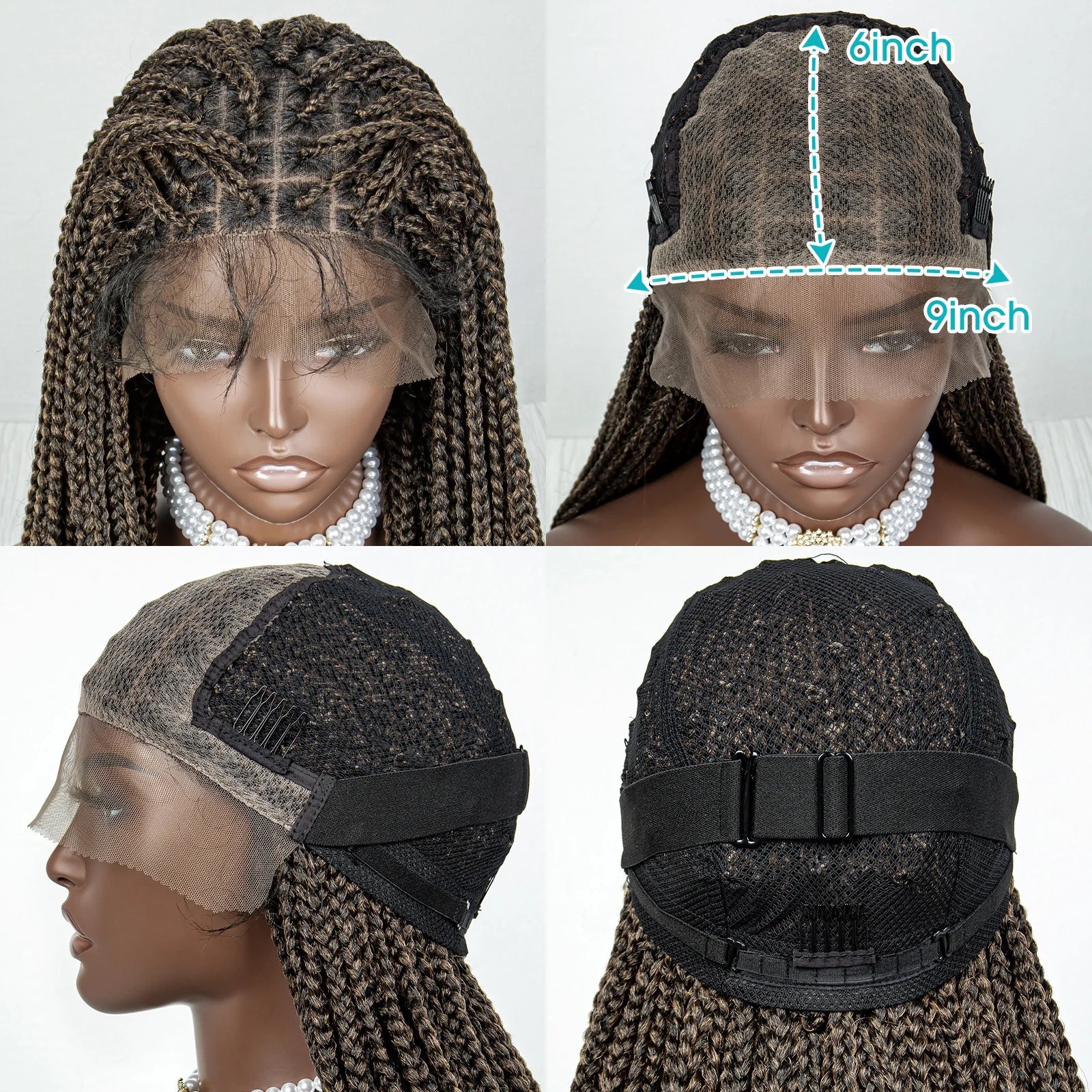 Perrue tressée Water Wave 36" | Dentelle frontale | Cheveux de bébé | Longues tresses