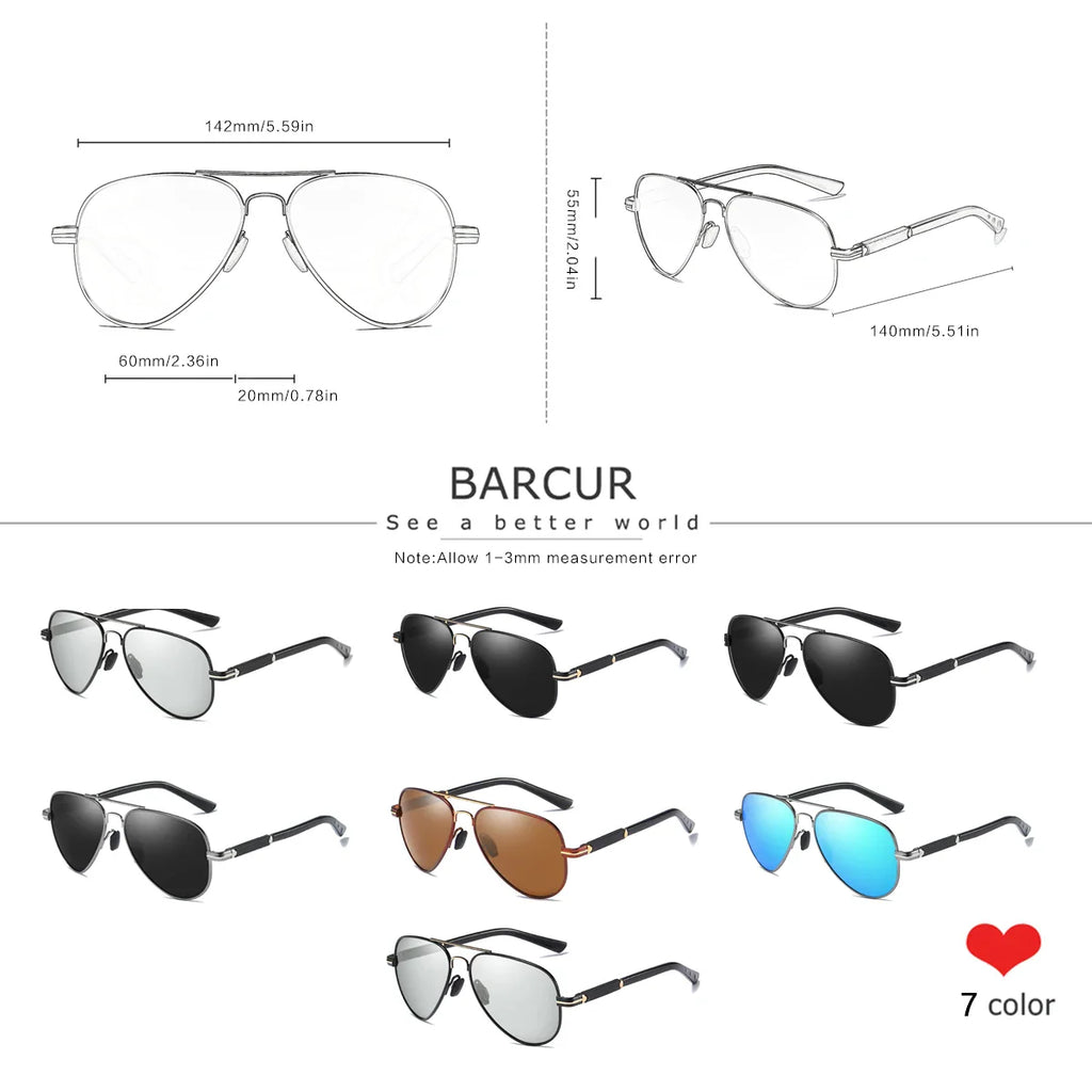 BARCUR Sunglasses Retro Chic Men Fashion Oversized Pilot Style Sunglasses with Mirrored TAC Lenses Durable Stainless Steel Frame for Hiking Outdoor Sports and Sun Protection for Summer