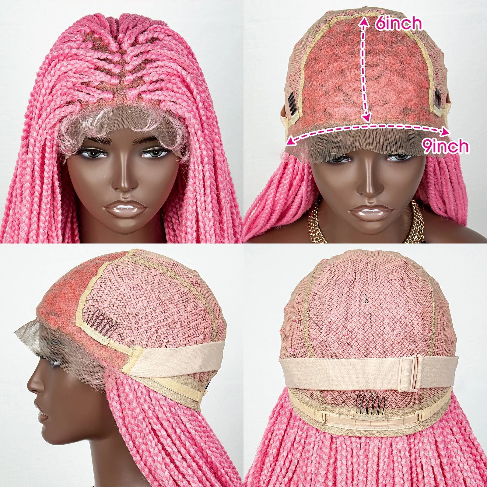 Perrue tressée Water Wave 36" | Dentelle frontale | Cheveux de bébé | Longues tresses
