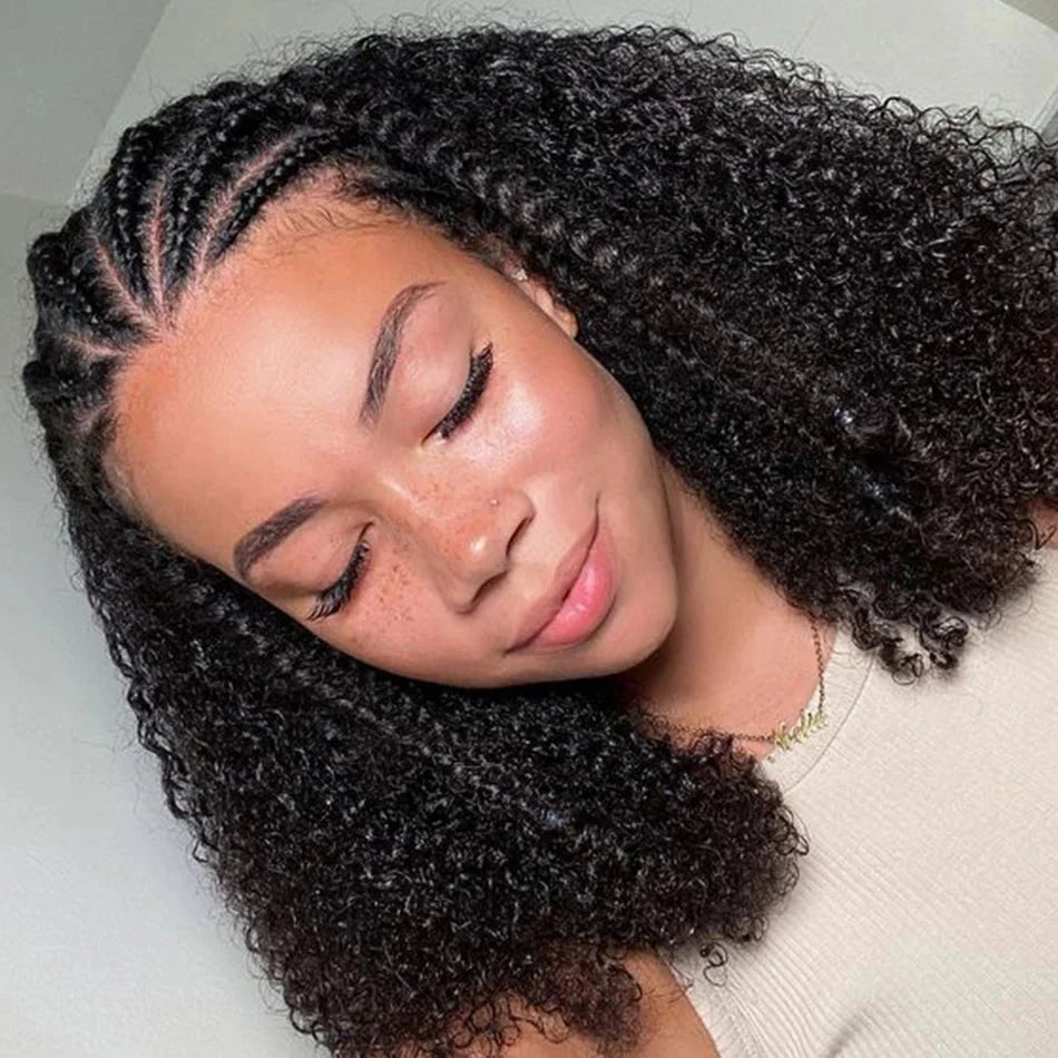 Perruque Bob en cheveux naturels 16" | Afro crépu bouclé | Densité 250 % | Cheveux Remy | Lace Front