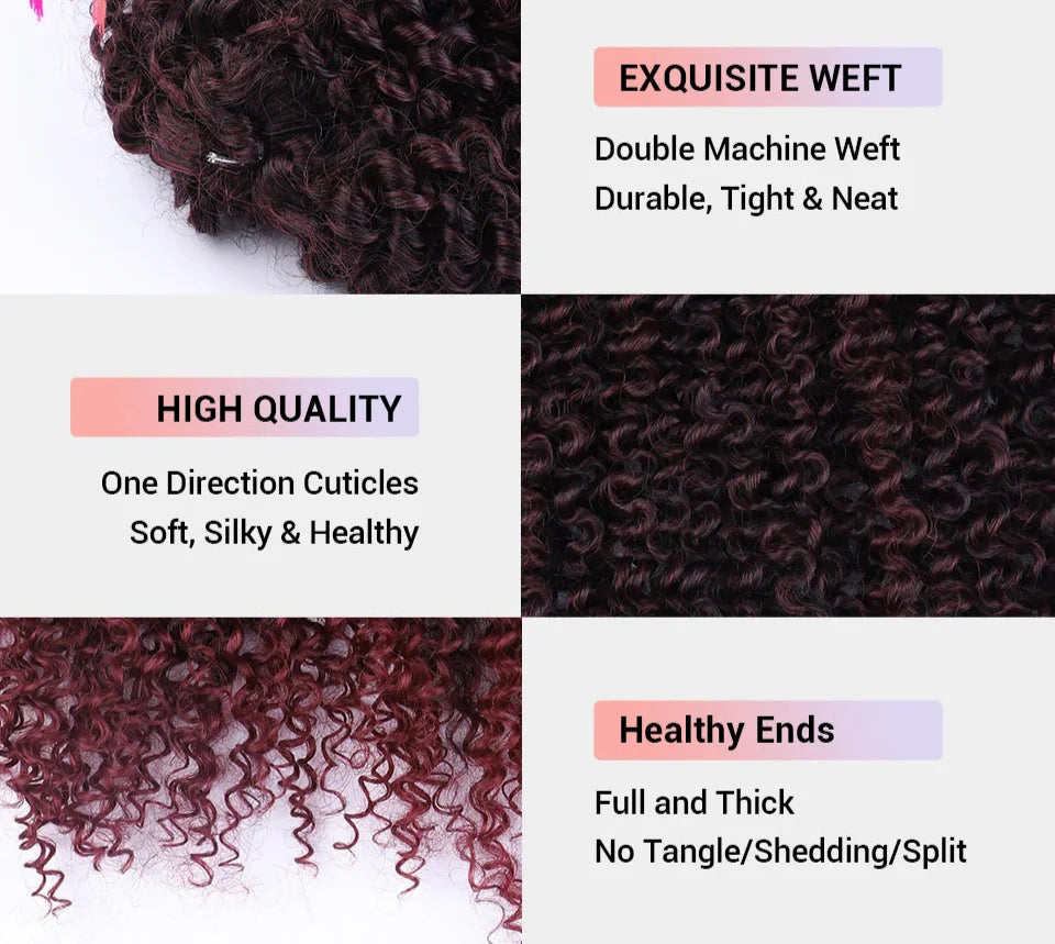 Cheveux au crochet bouclés afro crépus magiques de 18 po | Tresses torsadées Ombre Passion | 60 mèches/paquet | Résistant à la chaleur