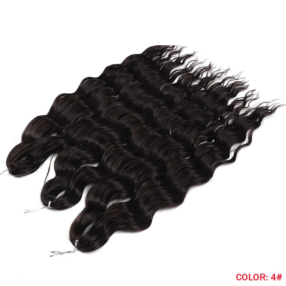 Cheveux au crochet torsadés orange de 24 pouces | Extensions de tresses synthétiques Deep Wave | Cheveux Water Wave | Fibre résistante à la chaleur | 60 mèches/paquet