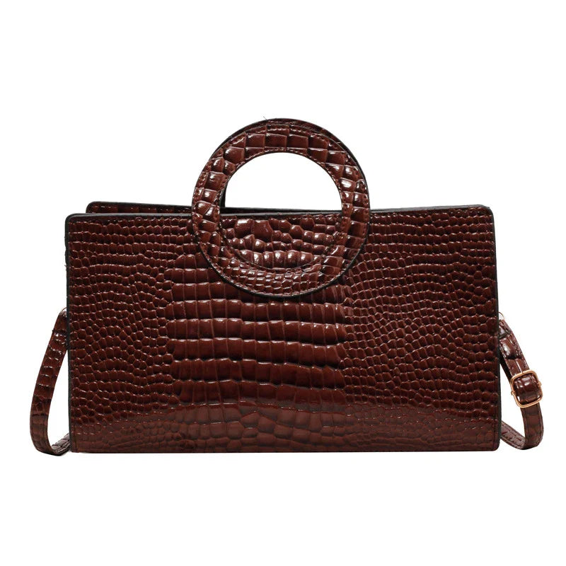 Sac à main de luxe pour femmes motif crocodile | Sac à bandoulière et sac bandoulière tendance (grand sac à main en cuir PU de marque célèbre, grande capacité)