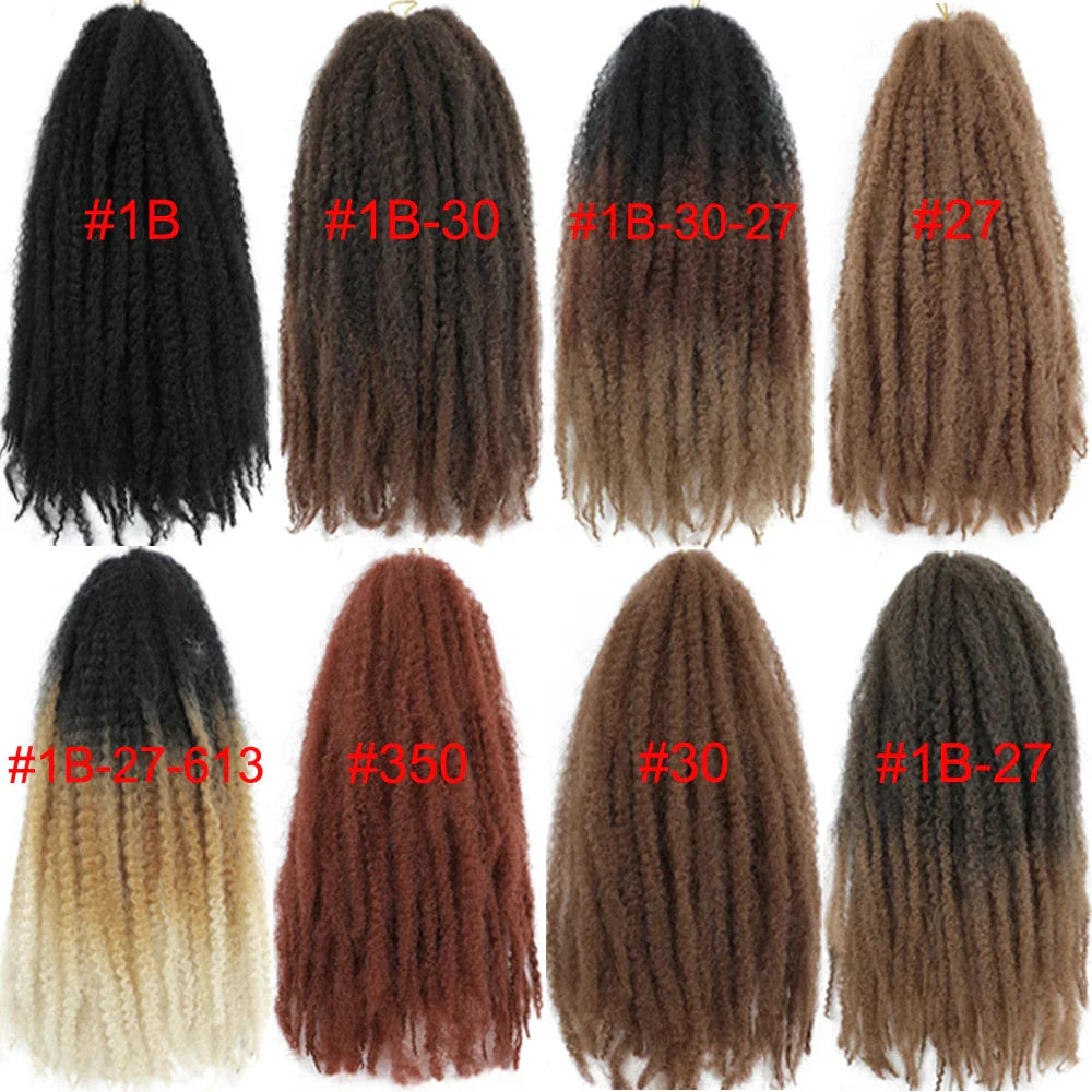 Cheveux à tresser Marley Twist 18" | Tresses au crochet | Extensions de cheveux crépus Afro Twist | Couleurs Ombré | 30 mèches/paquet