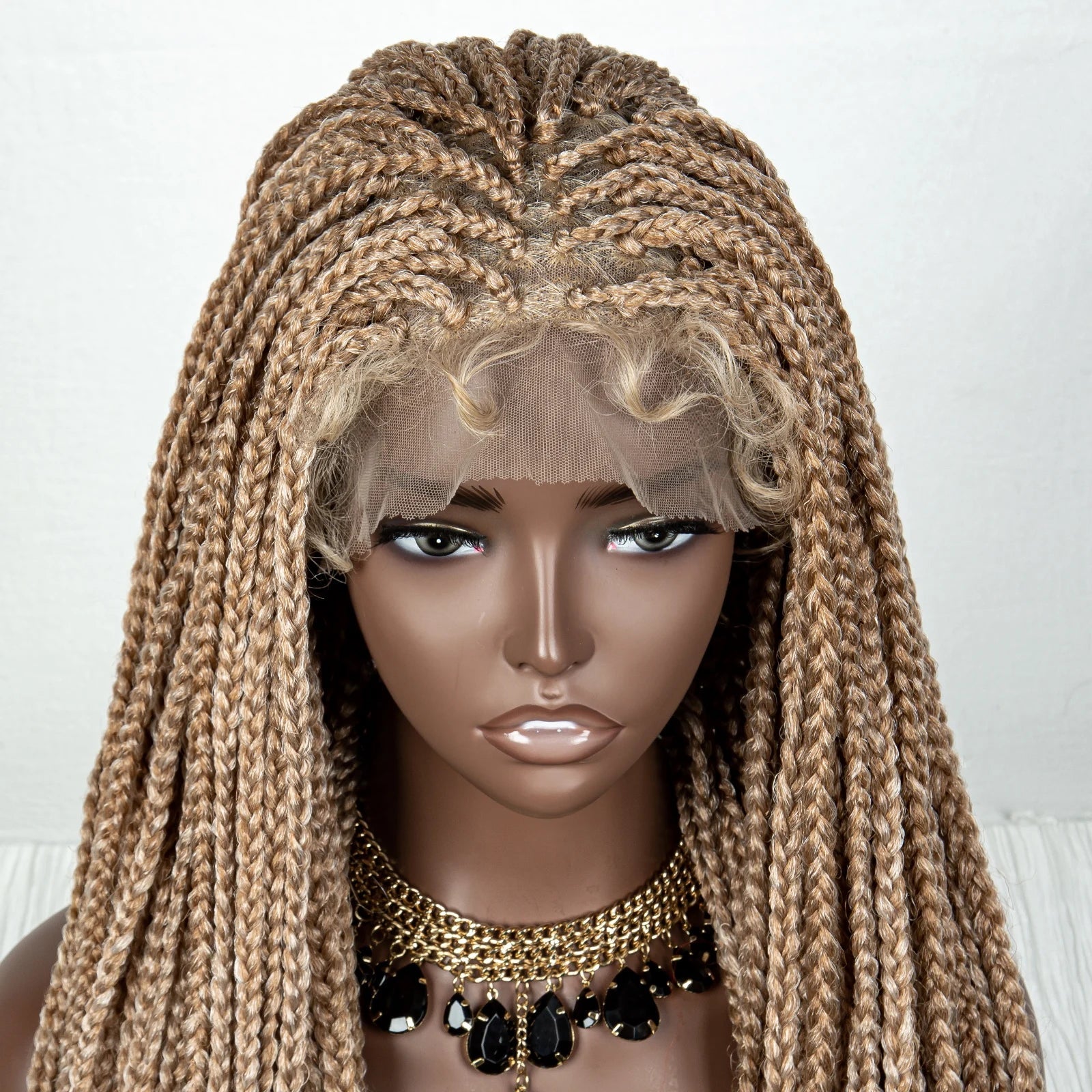 Perrue tressée Water Wave 36" | Dentelle frontale | Cheveux de bébé | Longues tresses