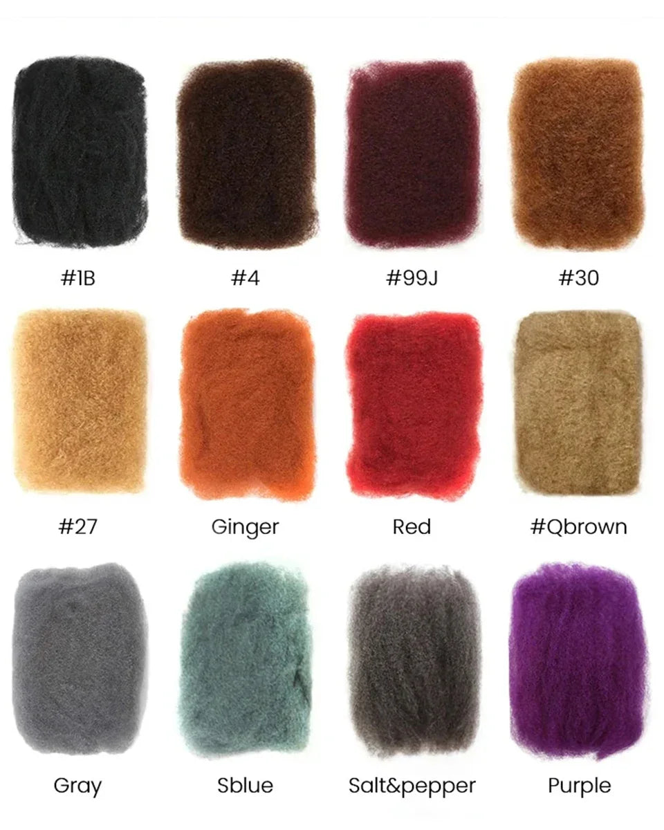 QVR Afro Kinky Curly Bulk Human Hair | No Attachment | Remy Hair | Natural Color | Dreadlock & Braiding Hair