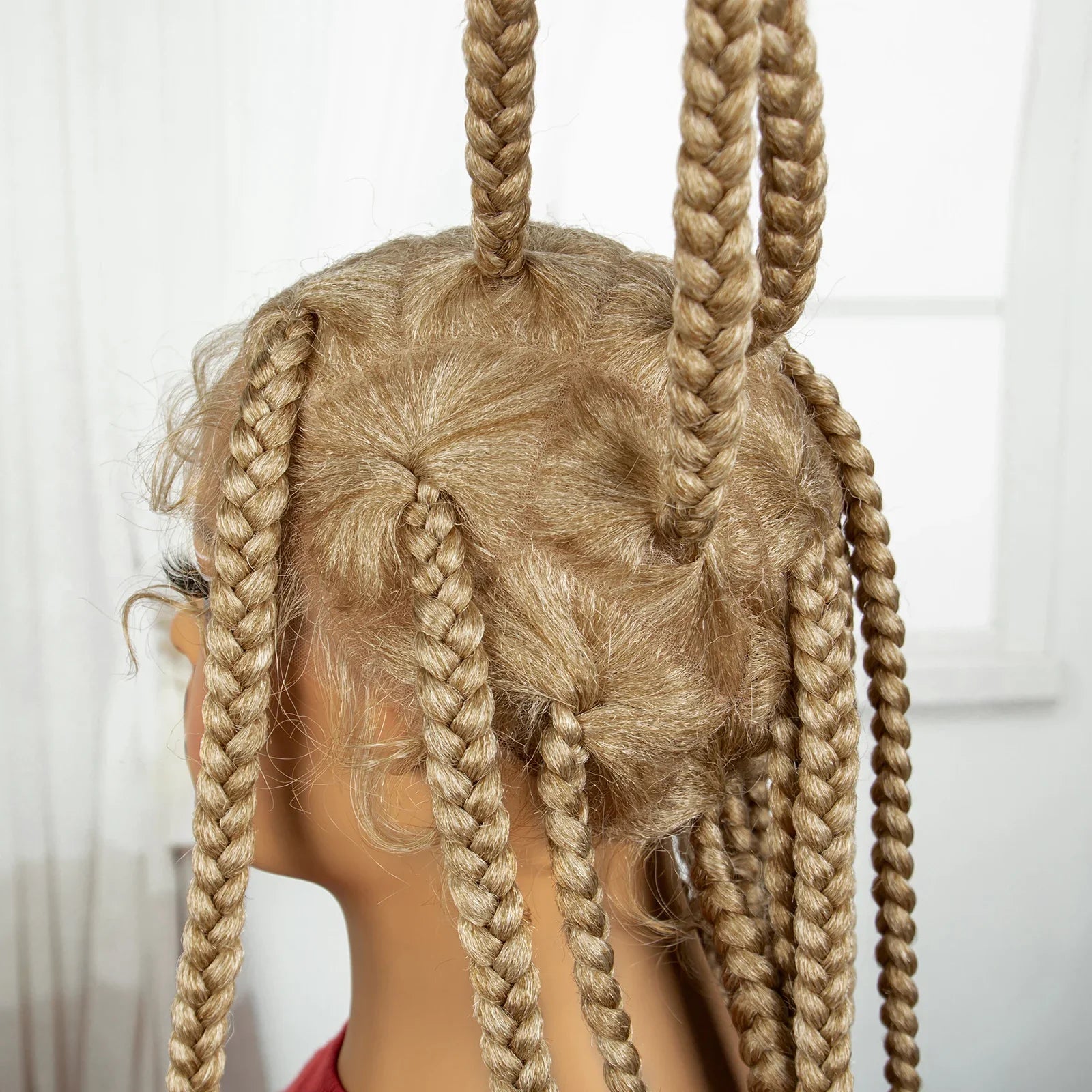 Perruques Blondes Tressées Synthétiques de 12 Pouces | Tresses Box Africaines Sans Nœuds en Dentelle Transparente avec Cheveux de Bébé pour Femmes Noires