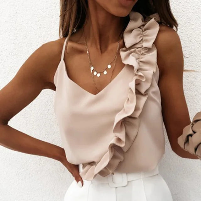 Satin Ruffle Cami Top