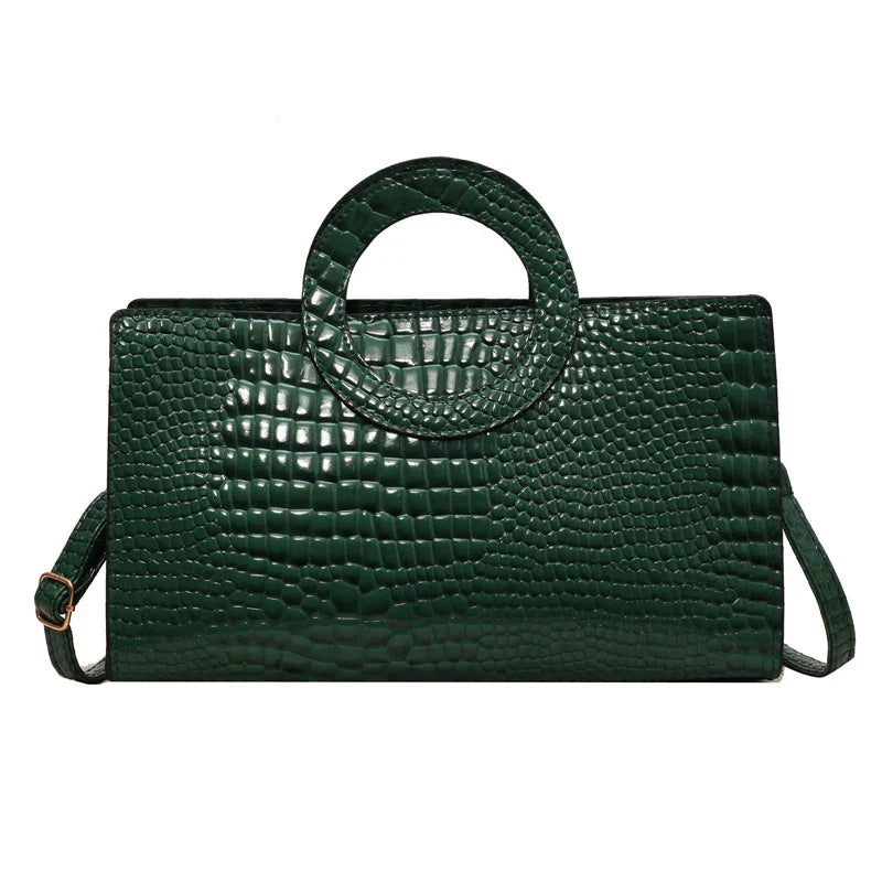 Sac à main de luxe pour femmes motif crocodile | Sac à bandoulière et sac bandoulière tendance (grand sac à main en cuir PU de marque célèbre, grande capacité)