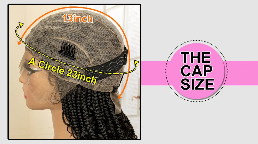 Perruque de tresses carrées bordeaux 14" | Entièrement lacée | Fibre Kanekalon | Tresses bohèmes | Pour femmes