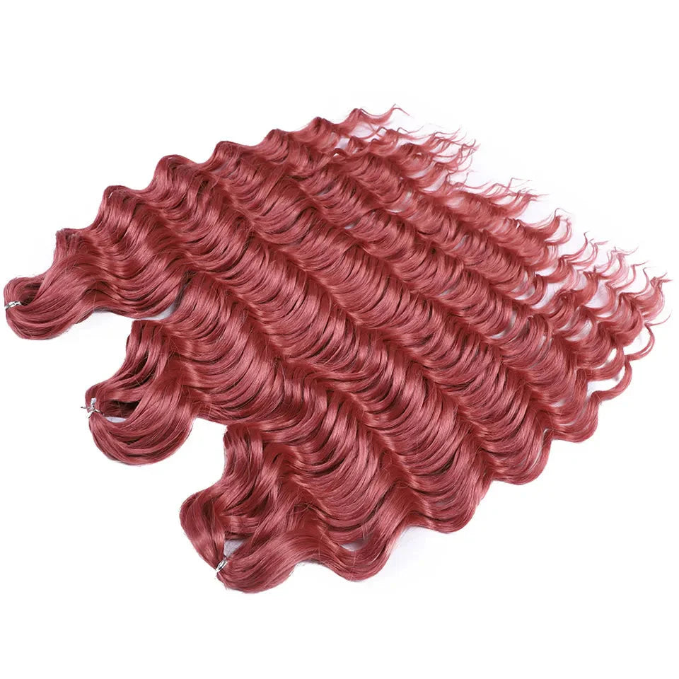 Cheveux au crochet torsadés orange de 24 pouces | Extensions de tresses synthétiques Deep Wave | Cheveux Water Wave | Fibre résistante à la chaleur | 60 mèches/paquet