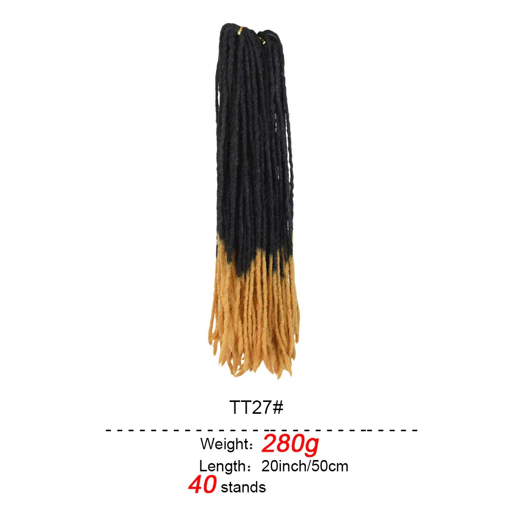 20-Inch Ombre Soft Dreadlocks Crochet Hair | Straight Synthetic Faux Locs for Black Women (Kanekalon Fiber)