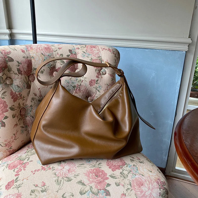 Sac à bandoulière vintage grande capacité | Sacoche souple en cuir à porter en bandoulière ou à l'épaule (Sac à main décontracté portable - Bolsa)