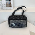Sac Ita Y2K Ulzzang pour femmes | Sac à bandoulière et fourre-tout sous le bras en toile à pois tendance (Poche transparente, Mode jeune)