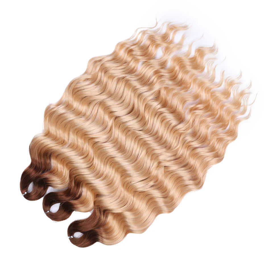 Cheveux au crochet torsadés orange de 24 pouces | Extensions de tresses synthétiques Deep Wave | Cheveux Water Wave | Fibre résistante à la chaleur | 60 mèches/paquet
